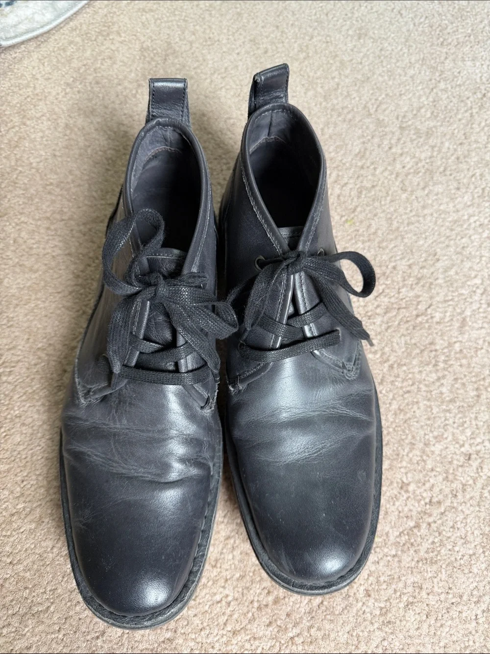 Men's Black Leather Lace-Up Chukka Boots